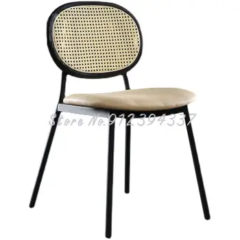 נורדי האוכל כיסא פשוט מאסטר עיצוב קש ברזל יצוק אור יוקרה מתכת כיסא הטרקלין קפה הכסא בבית הכסא homestay