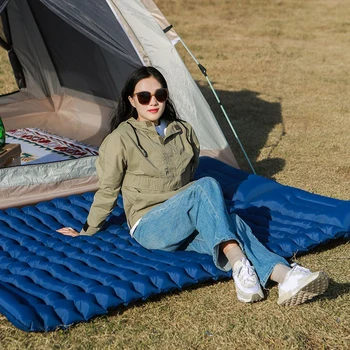 TPU מתנפחים קמפינג ישנה מיטה מתקפלת מחנה האוהלים שינה שטיח האולטרה עמיד למים מובנה משאבת רגל לטיולים אספקה